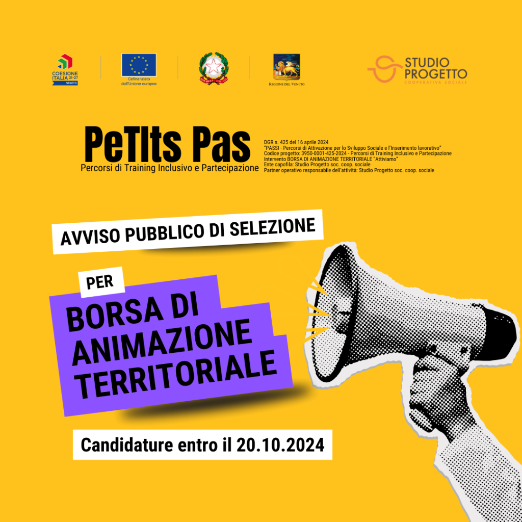 SELEZIONE APERTA per un/una BORSISTA per il progetto PeTIts Pas