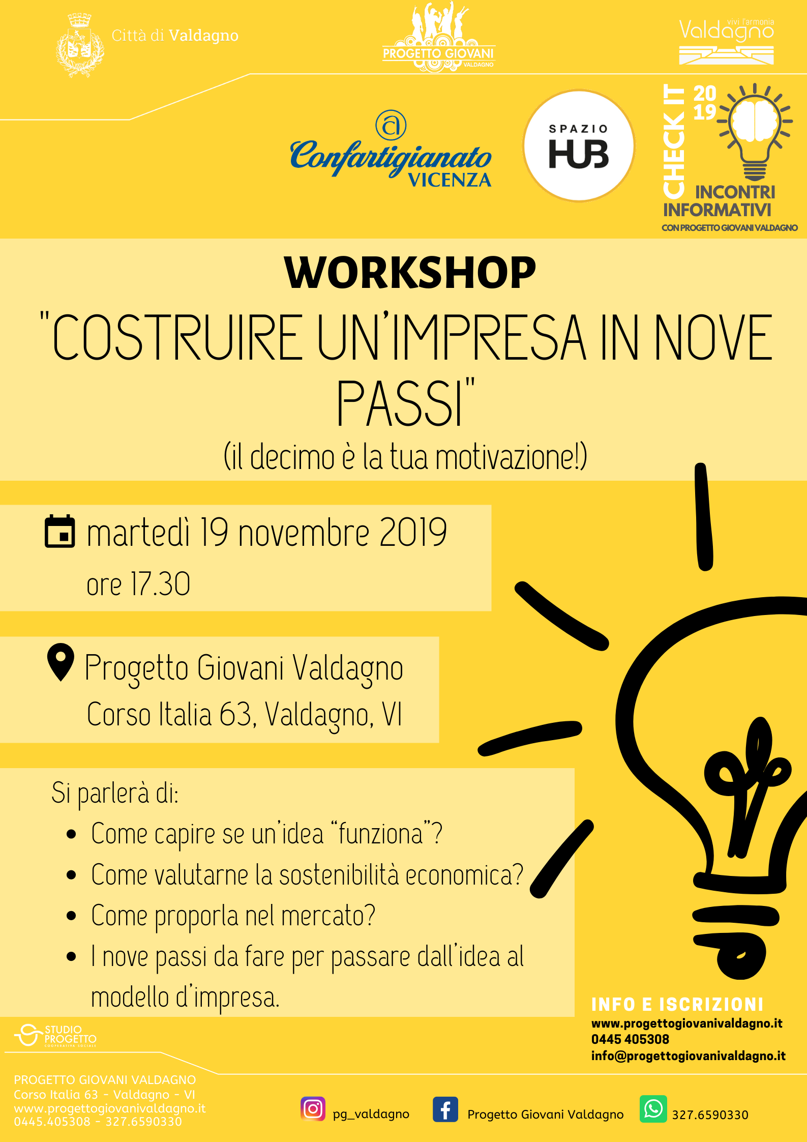 WORKSHOP: COSTRUIRE UN’IMPRESA IN NOVE PASSI 