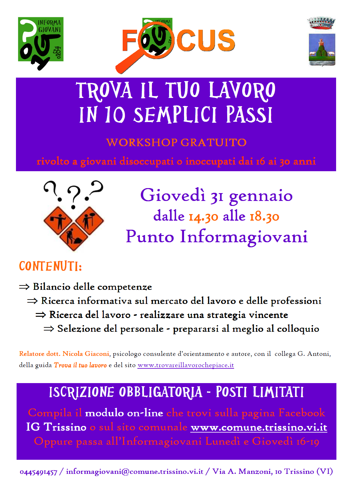 Workshop gratuito "Trova il tuo lavoro in 10 semplici passi"